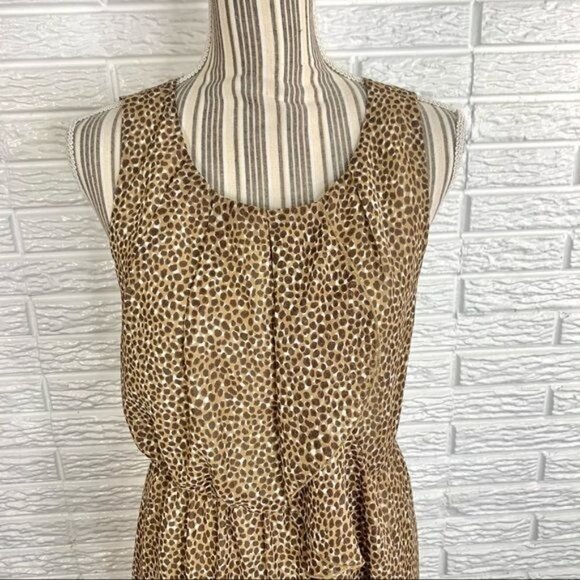 H&M Leopard Print Asymmetrically Ruffled Dress Size 12 - Picture 2 of 7